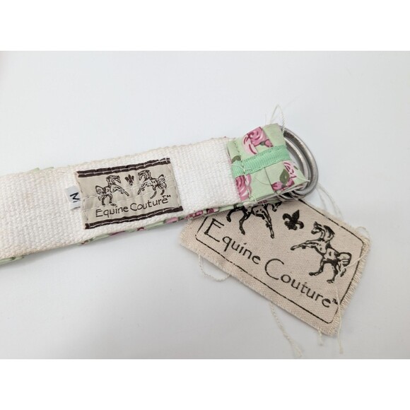 Equine Couture Green Floral Roses Ruffled Equestrian Canvas D-Ring Belt Medium main image 6